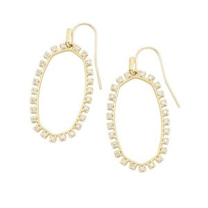 NEW Kendra Scott ELLE Open Frame Crystal Drop Earrings Gold Dust Bag Lightweight
